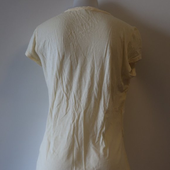 Womens Standard James Perse Pale Yellow V-Neck Button T-Shirt Top 4 US/XL * - Picture 6 of 9